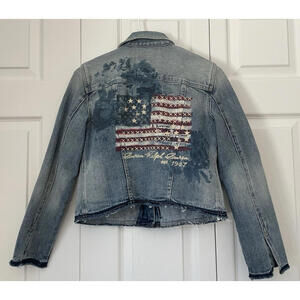 Ralph Lauren Distressed Denim Flag Jacket Small